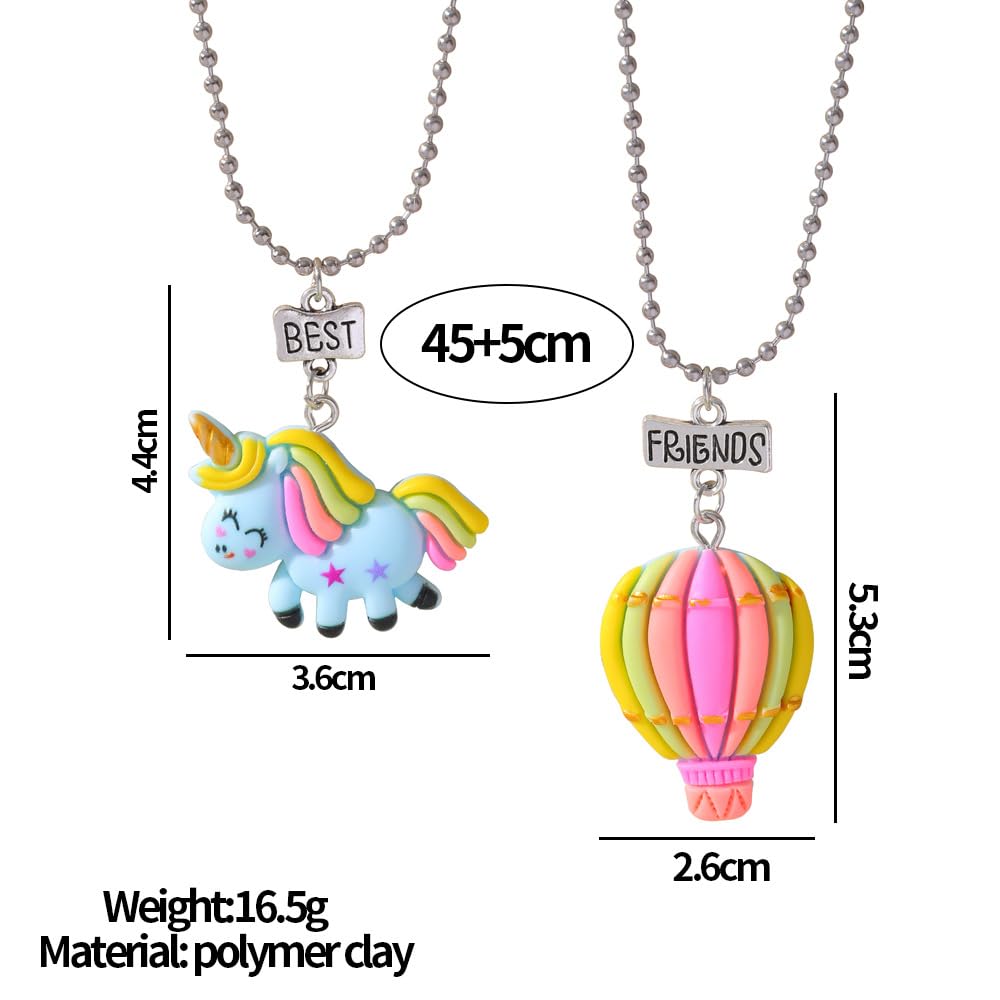 El Regalo 2 PCs Cute Best Friend BFF Colorful Chain Necklaces Set for Kids/Girls/Besties/Soul Sisters- Rainbow, Ice-Cream, Unicorn, Baloon, Candy Charms Pendant Necklaces Set for 2 (Option-2)