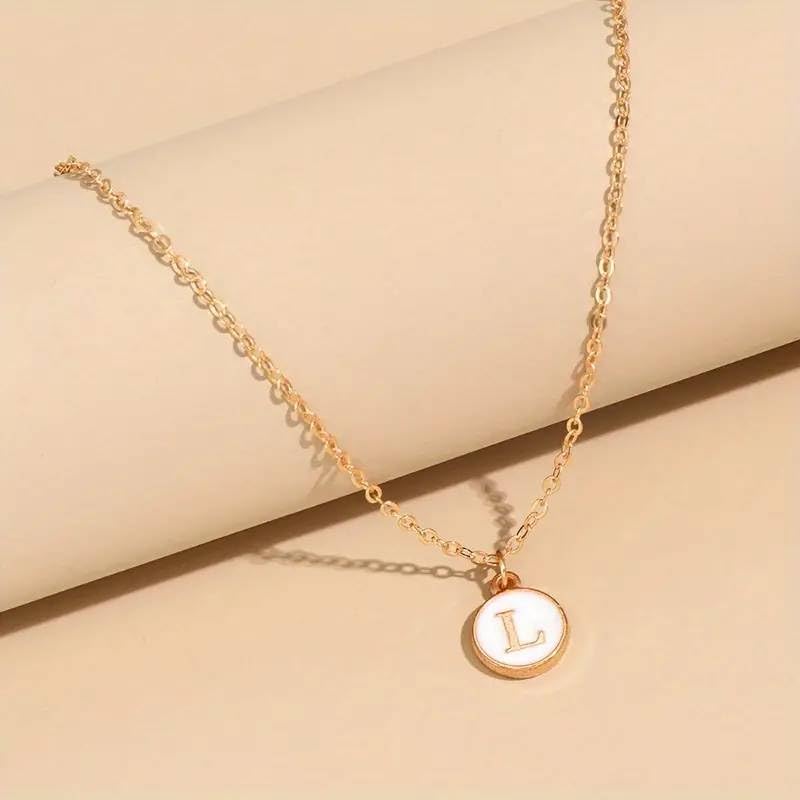 El Regalo Unisex Personalized Name Initial Letters Pendant Necklace-Enamelled Name Initials Pendant with Stainless Steel Chain (L)