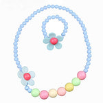 El Regalo Girls Kids Colorful Flower Beads Jewelry Set | Necklace & Bracelet Jewelry Set for Babies & Girls (Sky Blue)