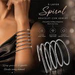 El Regalo Premium CZ Studded Layered Flexible Bracelet Cum Armlet for Women & Girls | Fancy Western Spiral Wrap Bracelet | Adjustable Crystal Stone Arm Cuff Bangle | Party, Wedding & Western Jewellery (Black-Silver)