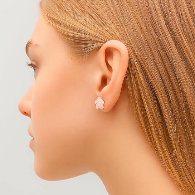 El Regalo Natural Stones Star Stud Earrings- Handcfated Wire Wrapped Celestial Star Earrings for Girls & Women (Pink Rose Quartz)
