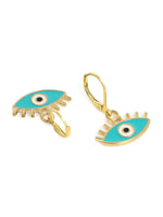 El Regalo 2 Pairs Cute Evil Eye Enameled Hoop Earrings - Gold Plated Dainty Evil Eye Hypoallergenic Fashion Earrings for Girls & Women (Option-1)