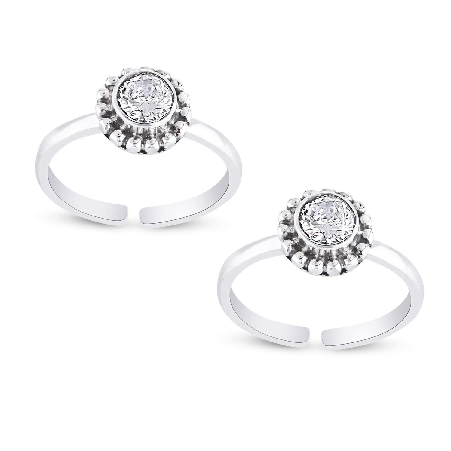 El Regalo Stones Toe Rings For Women | Toe Rings Combo | Oxidized German Silver Toe Rings Sets with Stones (2 Pairs) for Women (Black & Green)