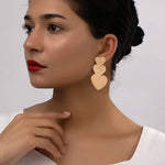 El Regalo Romantic Heart Tassel Metal Texture Long Earrings For Girls & Women Girls- Valentines Day Gift (Matt Golden)