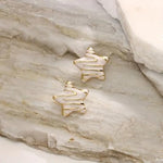 El Regalo Stainless Steel Star Stud Earrings for Girls & Women | Anti-Tarnish Gold Plated Cute Star Shape Enamel Contenporary Fashion Studs Earrings (Vanilla White)
