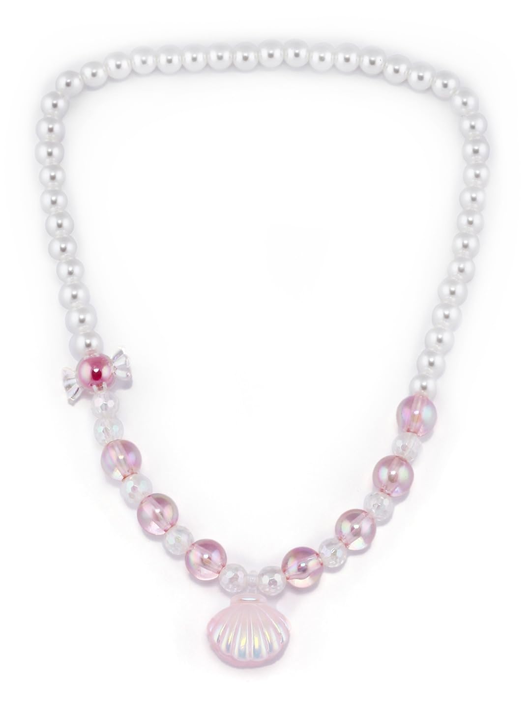 EL REGALO Girls White Pink Beaded Jewellery Set