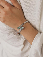 El Regalo Vintage Ethnic Style Inlaid Imitation Stone Cuff Bracelet - Adjustable Elegant Open Bangle for Women & Teenagers, Good for Small Wrists
