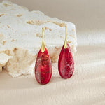 El Regalo Elegant Natural Stone Drop Earrings for Women | Vintage Teardrop Boho Dangle Earrings | Anti-Tarnish Western Statement Jewellery for Girls & Women (Red Gold)