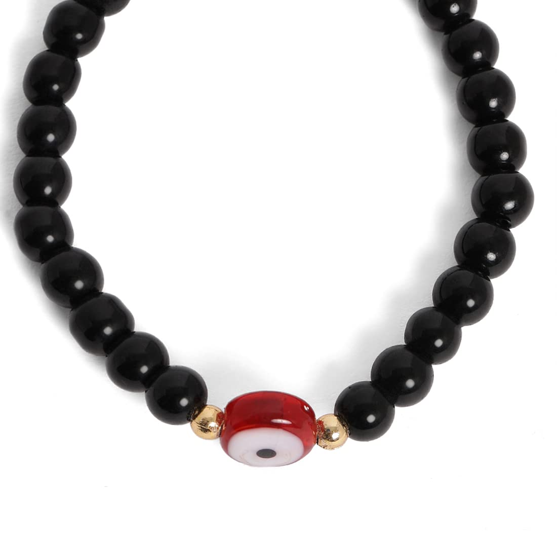 El Regalo 1 PC Evil Eye Black Beads Handwoven Adjustable Unisex Bracelet for Men/Women/Girls/Boys (Red Evil Eye Bracelet)
