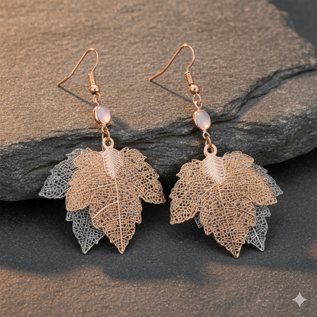 El Regalo Elegant Leaf Drop Dangle Earrings for Women & Girls - Nature Inspired Statement Earrings (Style-1)