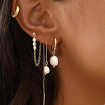 El Regalo 14K Gold Plated Pearl Drop & Huggie Hoop Earrings Combo Set for Women | 4 Pairs Anti-Tarnish Hypoallergenic Earring Stack for Multiple Piercings & Cartilage | Premium Aesthetic Jewellery Gift