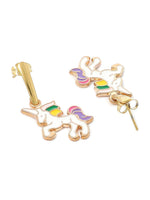 El Regalo 2 Pairs Girls Earring- Hypoallergenic Unicorns & Rainbow Enamel Dangle Earrings for Kids/Girls/Teens & Women (Option -2)