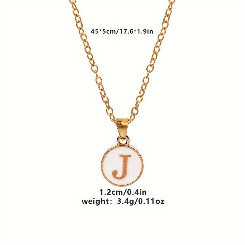 El Regalo Unisex Personalized Name Initial Letters Pendant Necklace-Enamelled Name Initials Pendant with Stainless Steel Chain (J)