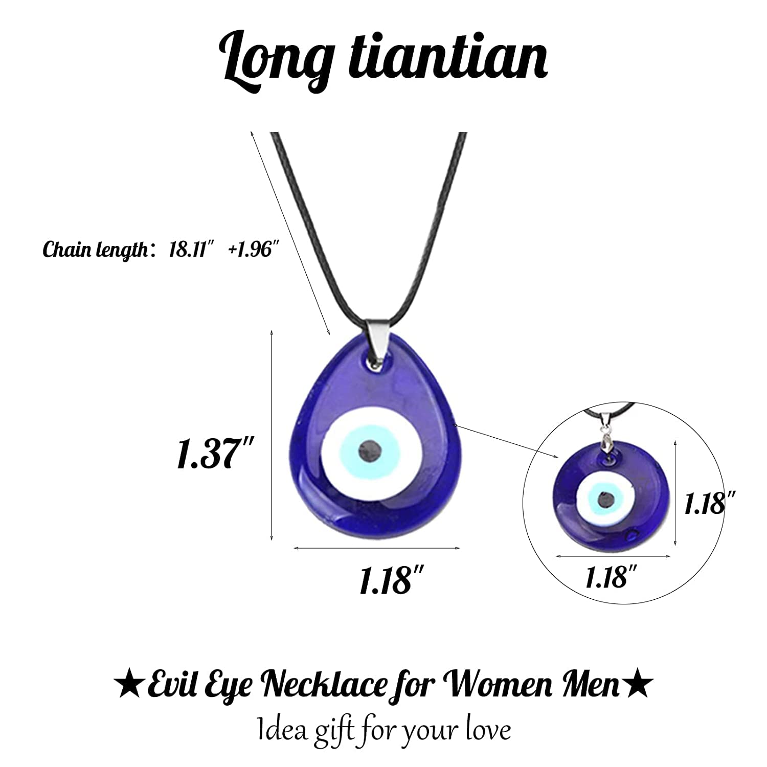 El Regalo 2 PCs Evil Eye Couple Jewelry Set- Evil Eye Big Leather Rope Necklace & Bracelet Set Best Friends/Besties/Couple- Women Men- Valentine's Day Gift (Evil Eye Jewelry Set- 4)