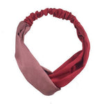 El Regalo Fashion Double Color Splicing Satin Wide Border Criss Cross Knotted Belt Retro Elastic Hair Band for Girls & Women (Red)