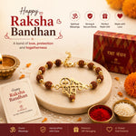 El Regalo Rudraksha Rakhi for Brother- Rudraksha Beads Rakhi Gift Box with shagun & Message Card for Bhai/Nephew (Shiva)
