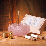 El Regalo Crystal Lotus Flower Incense Holder & Incense Sticks Gift Set | Resin Lotus Bowl Ash Catcher | Spiritual Home Decor for Diwali, Meditation, Relaxation, Wealth, Luck & Fortune