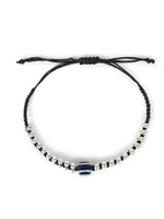 El Regalo Hand Woven Evil Eye Unisex Bracelet - Handmade with Golden & Silver Beads (Silver Black)