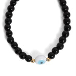 El Regalo 1 PC Evil Eye Black Beads Handwoven Adjustable Unisex Bracelet for Men/Women/Girls/Boys (White Evil Eye Bracelet)
