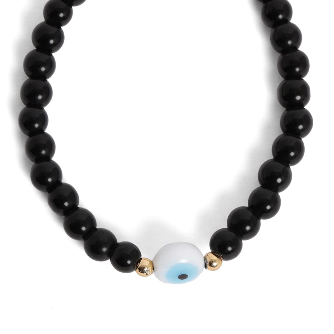 El Regalo 1 PC Evil Eye Black Beads Handwoven Adjustable Unisex Bracelet for Men/Women/Girls/Boys (White Evil Eye Bracelet)