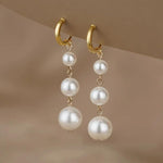 El Regalo Fancy Pearl Earrings- Golden Pearl Tassel Long Statement Earrings for Girls & Women (Pearls Hook Earrings)