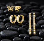 El Regalo Luxury 3 Pairs Earrings Combo Set for Girls & Women | 18K Gold Plated Anti-Tarnish Evil Eye & Clover Motif Earrings | Western Jewelry for Office, Party & Casual Style (Style-7)