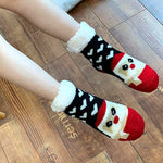 El Regalo 1 Pair Thermal Fluffy Casual Socks For Kids- Girls/Boys - Soft Warm Fleece Lining Knitting Non-Slip Winter Slipper Socks - Christmas Santa, Heart & Giraffe (Red Santa Socks, 3-6 Years)