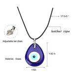 El Regalo 1 PC Big Evil Eye Unisex Pendant Necklace for Girls/Boys/Men & Women - Turkish Blue Evil Eye Big Leather Rope Necklaces (Oval Evil Eye Necklace)