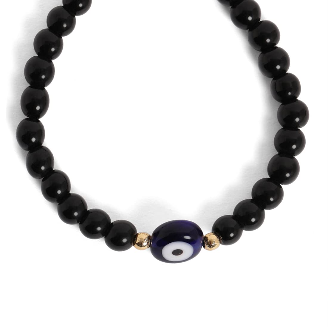 El Regalo 1 PC Evil Eye Black Beads Handwoven Adjustable Unisex Bracelet for Men/Women/Girls/Boys (Blue Evil Eye Bracelet)