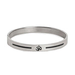 El Regalo 1 PC No Rust OM Trident Engraved Bracelet for Men - Designer Stainless Steel Anti Tarnish OM Kada Bracelet (Silver OM)