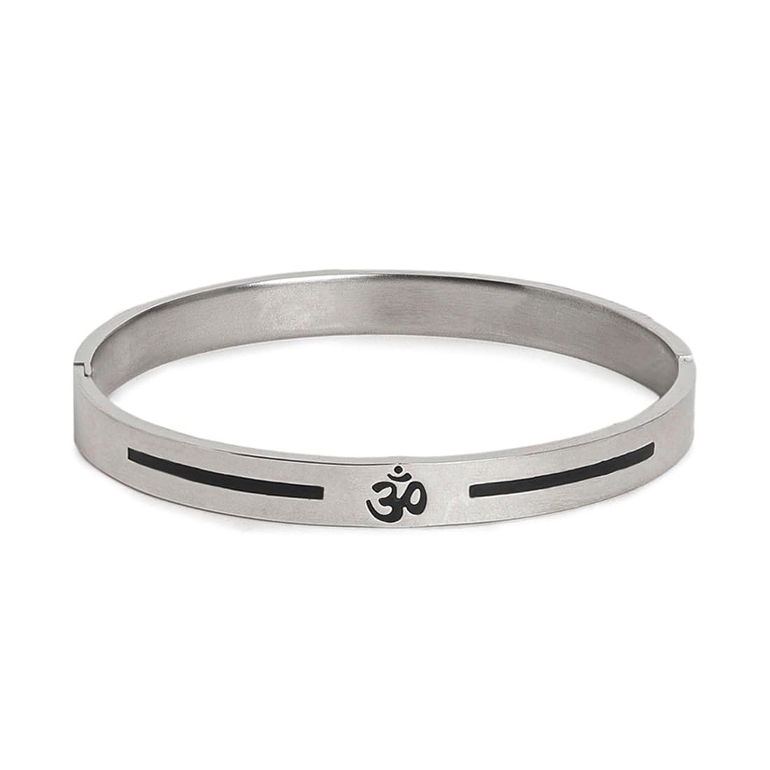 El Regalo 1 PC No Rust OM Trident Engraved Bracelet for Men - Designer Stainless Steel Anti Tarnish OM Kada Bracelet (Silver OM)