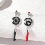 El Regalo 2PCs Sun Moon Couple Bracelets Set - Sun, Moon, Star Pinky Promise Bracelets Combo (Red & Black)