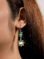 El Regalo Bohemian Style Carnelian Sunburst Earrings- Boho Hippie Gothic Sun Earrings for Girls & Women (Green)