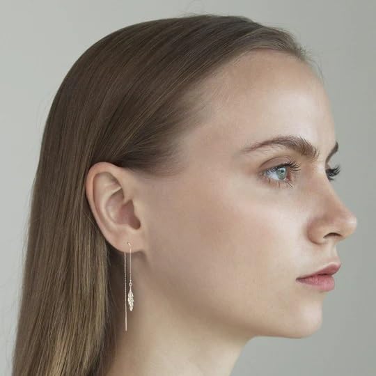 El Regalo Gold Plated Plated Minimalist Long Thin Tassel Elegant Threader Dangle Chain Earrings for Girls & Women (Golden Leaf Threader)