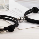 El Regalo Unisex 2 Pcs Magnetic Couple Ball Bracelets Set For Best Friend- Mutual Attraction Magnet Matching Bracelets Rope Braided Set For His Her Couples BFF Friendship Jewelry (2 Black Set)