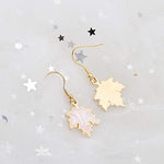 El Regalo 1 Pair Enamel Fall Maple Leaves Hypoallergenic Drop Earrings for Girls/Teens/Women (Pink Maple Leaves)