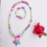 El Regalo 1 Pair Girls Kids Colorful Jewelry Sets | Colorful Princess Star/Mermaid Beaded Necklace & Bracelet Sets, Princess Necklace Bracelet Set