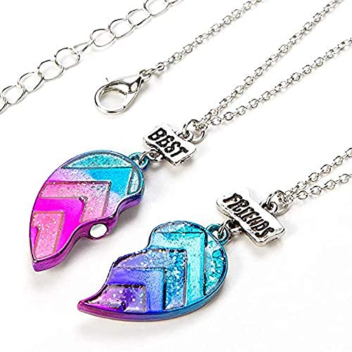 El Regalo 2 Pcs Best-Friend (Bf) Magnetic Heart Pendant Necklace Set For Girls/Sisters/Besties