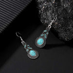 El Regalo Retro Turquoise Rhinestone Earrings Necklace Jewelry Set for Girls & Women