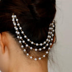 El Regalo Pearl Hair Clip for Women & Girls | Multi Layer Tassel Pearl Hair Accessory | Elegant Korean Style Hair Pin Barrette for Bun Hairstyle | Bridal Party Wedding Hair Addition (1 Pc)