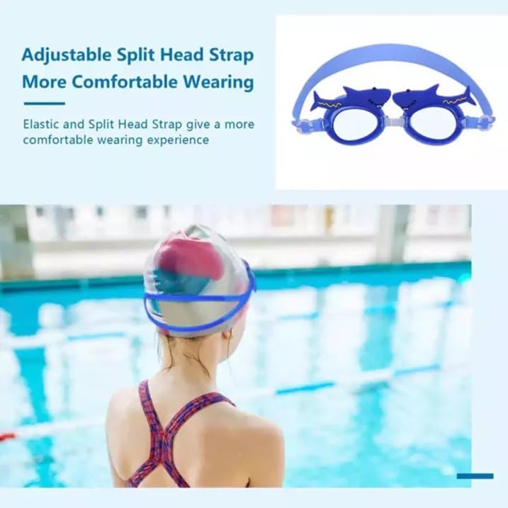 El Regalo Kids Cute Animal Cartoon Swimming Goggles for Girls & Boys- Kids/Toddlers Swim Goggles (upto 10 Years Old) (Shark Swim Goggle)