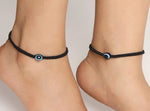 El Regalo 1 Pair Evil Eye Adjustable Thread Anklet for Girls & Women- Nazaria Thread Anklets Set (One Evil Eye Bead)