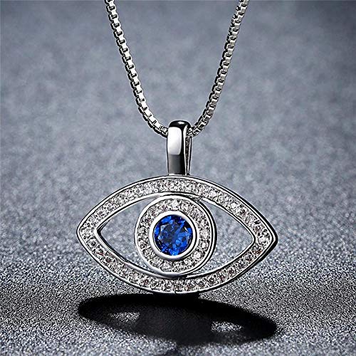 El Regalo Women & Girls Blue Evil Eye Pendant Necklace | Luxury Crystal CZ Evil Necklace Jewelry | Third Eye Zircon Fashion Necklace