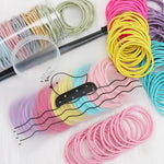 El Regalo 100pcs/pack Simple Rubber Bands- Thin Elastic Hair Ties Seamless 3mm Ponytail Soft & Elastic, No Damage Hair Rubberbands For Kids/Girls/Women (Colorful)