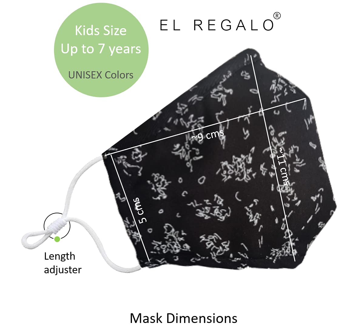 El Regalo Kids Adjustable Cotton Face Masks | Cotton Adjustable Headband loop Face Masks for Children | Cotton Washable, Breathable & Reusable Face Masks for Kids/Children (Made In India) (5)