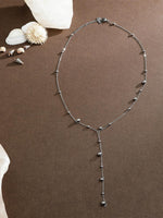 El Regalo Titanium Steel Long Silver Beads Chain Western Necklace - Glamorous Circular Accents and Deep Chain Drop