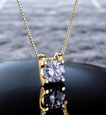 El Regalo Elegant Stainless Steel Solitaire Necklace for Women & Girls | Luxury Round Cut Cubic Zirconia Pendant Necklace
