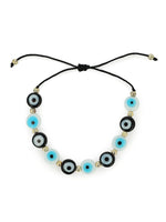 El Regalo Lucky Evil Eye Handwoven Adjustable Unisex Bracelet for All- Protection Lamp-work Glass Beads Evil Eye Bracelets for Kids/Teens/Girls/Boys/Men/Women (Black & White Evil Beads Bracelet)
