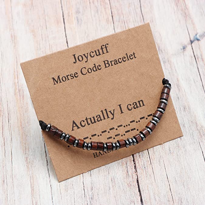 El Regalo Handmade Morse Code Unisex Bracelets- Inspirational Morse Code Adjustable Bracelets for Girls Boys Men Women (Actually I Can)