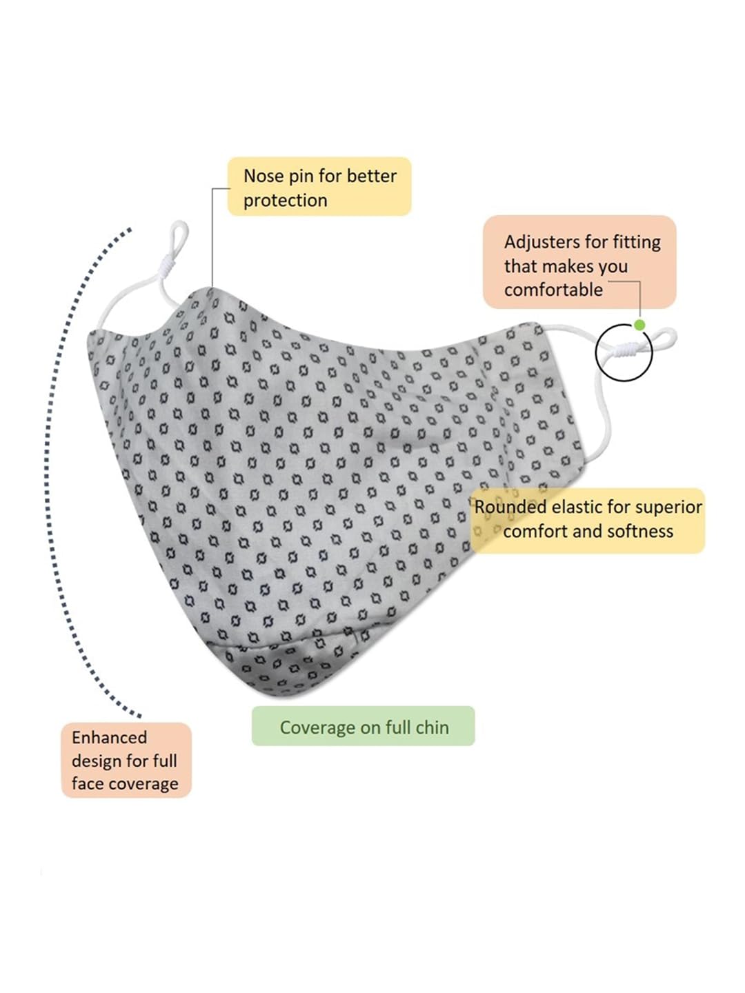 El Regalo Men Pack of 3 Printed 3-Ply Cotton Reusable Cloth Masks
